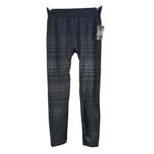Chances R Seamless Fleece Lined Tribal Design Black Leggings Size 2X/3X New